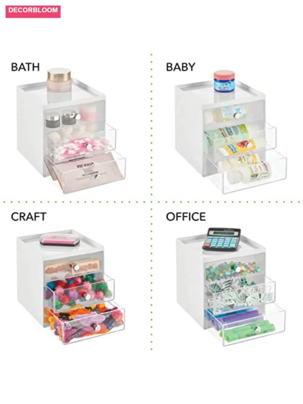 Makeup Organizer with 3 Drawers - Storage Cube for Vanity Desk